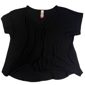 No Boundaries Shirt Womens XL Juniors 15 Black V Neck Short Sleeve Basic Top